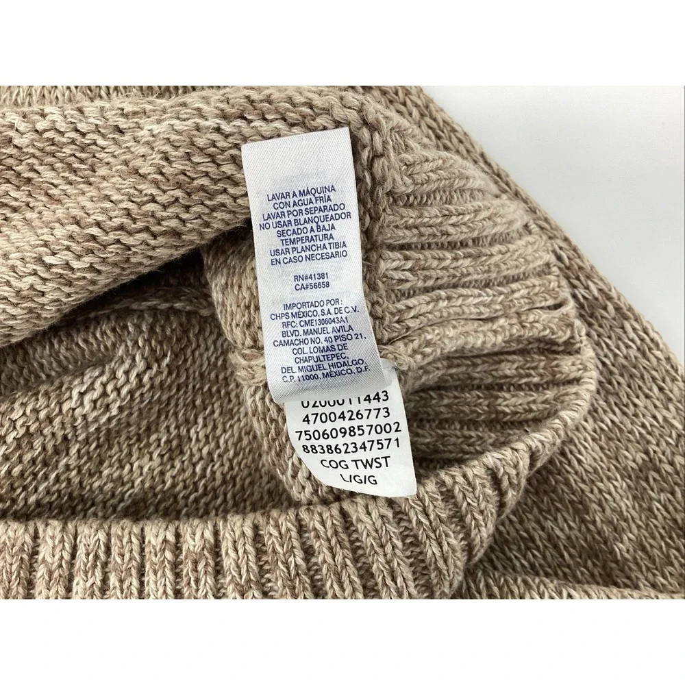 Chaps 1/4-Button Sweater Men's L Light Brown Elbow Patches Embroidered Logo